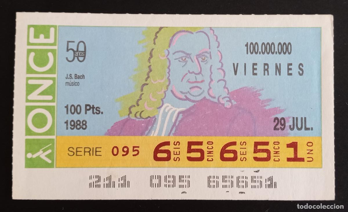 Loter&iacute;a Nacional: CUP&Oacute;N ONCE - 29-JULIO-1988 - J.S. BACH, M&Uacute;SICO
