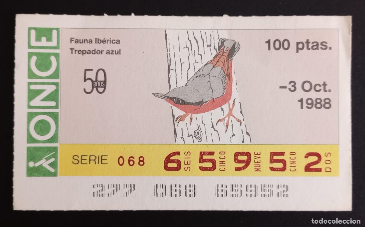 Loter&iacute;a Nacional: CUP&Oacute;N ONCE - 3-OCTUBRE-1988 - FAUNA IB&Eacute;RICA, TREPADOR AZUL