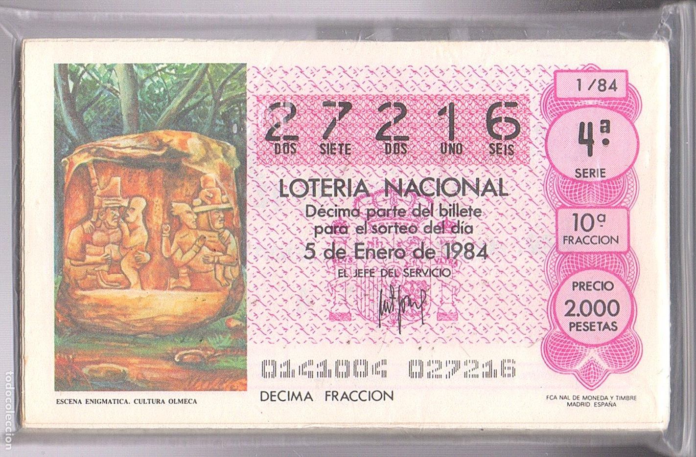 Loter&iacute;a Nacional: LOTER&Iacute;A NACIONAL DEL SABADO - A&Ntilde;O 1984 COMPLETO -