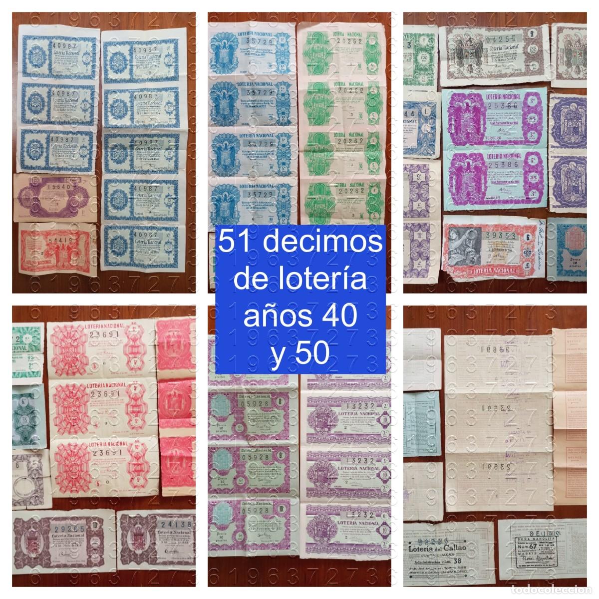 Loter&iacute;a Nacional: 51 DECIMOS LOTERIA NACIONAL A&Ntilde;OS 40 Y 50 U78
