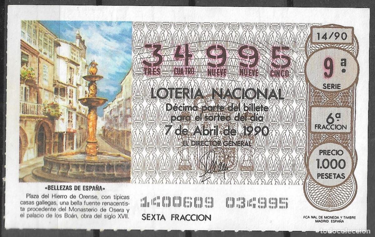 Loter&iacute;a Nacional: LOTERIA NACIONAL,07/04/1990.