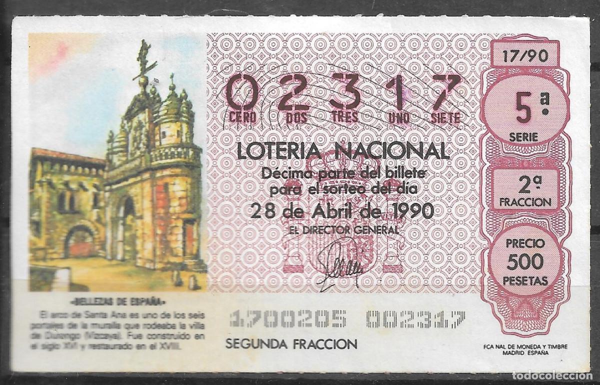 Loter&iacute;a Nacional: LOTERIA NACIONAL,28/04/1990.