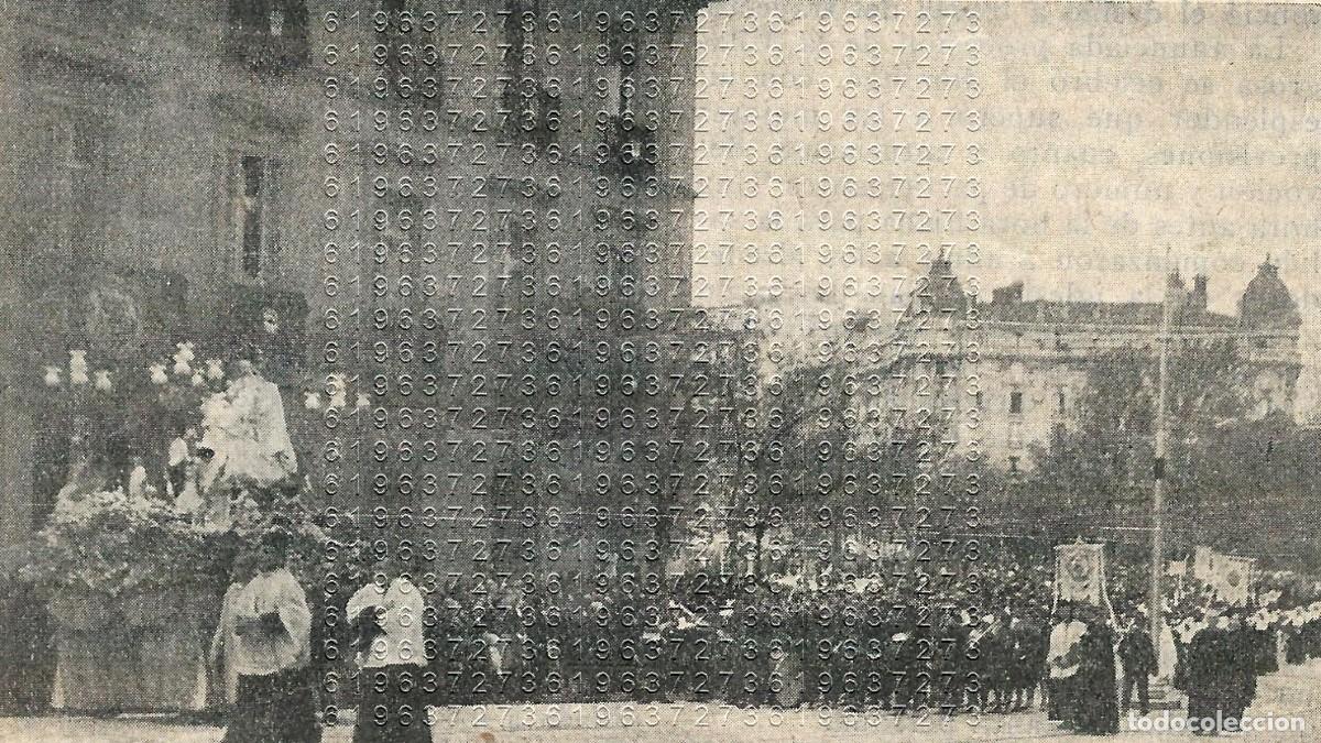 Loter&iacute;a Nacional: MADRID PROCESION DE LA MILAGROSA 12X7 CLIPPING MUY ANTIGUO F03