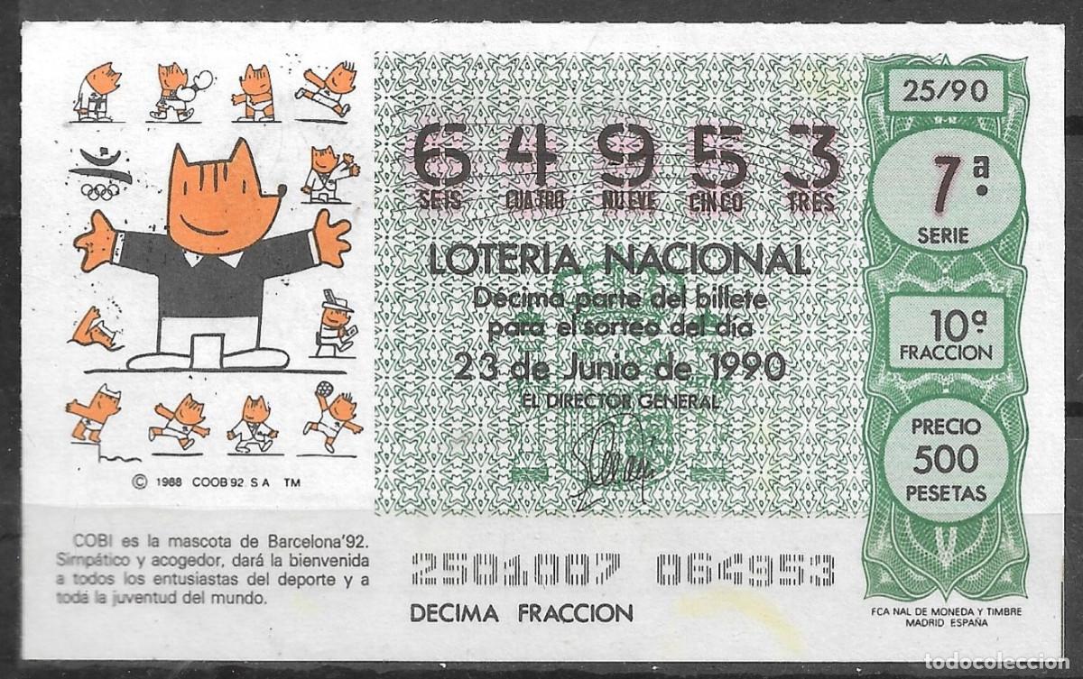 Loter&iacute;a Nacional: LOTERIA NACIONAL,23/06/1990.