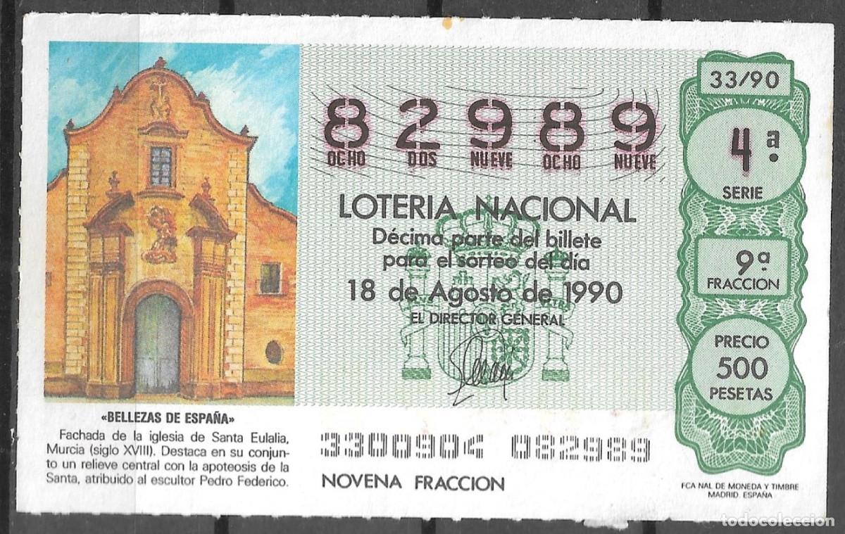 Loter&iacute;a Nacional: LOTERIA NACIONAL,18/08/1990.