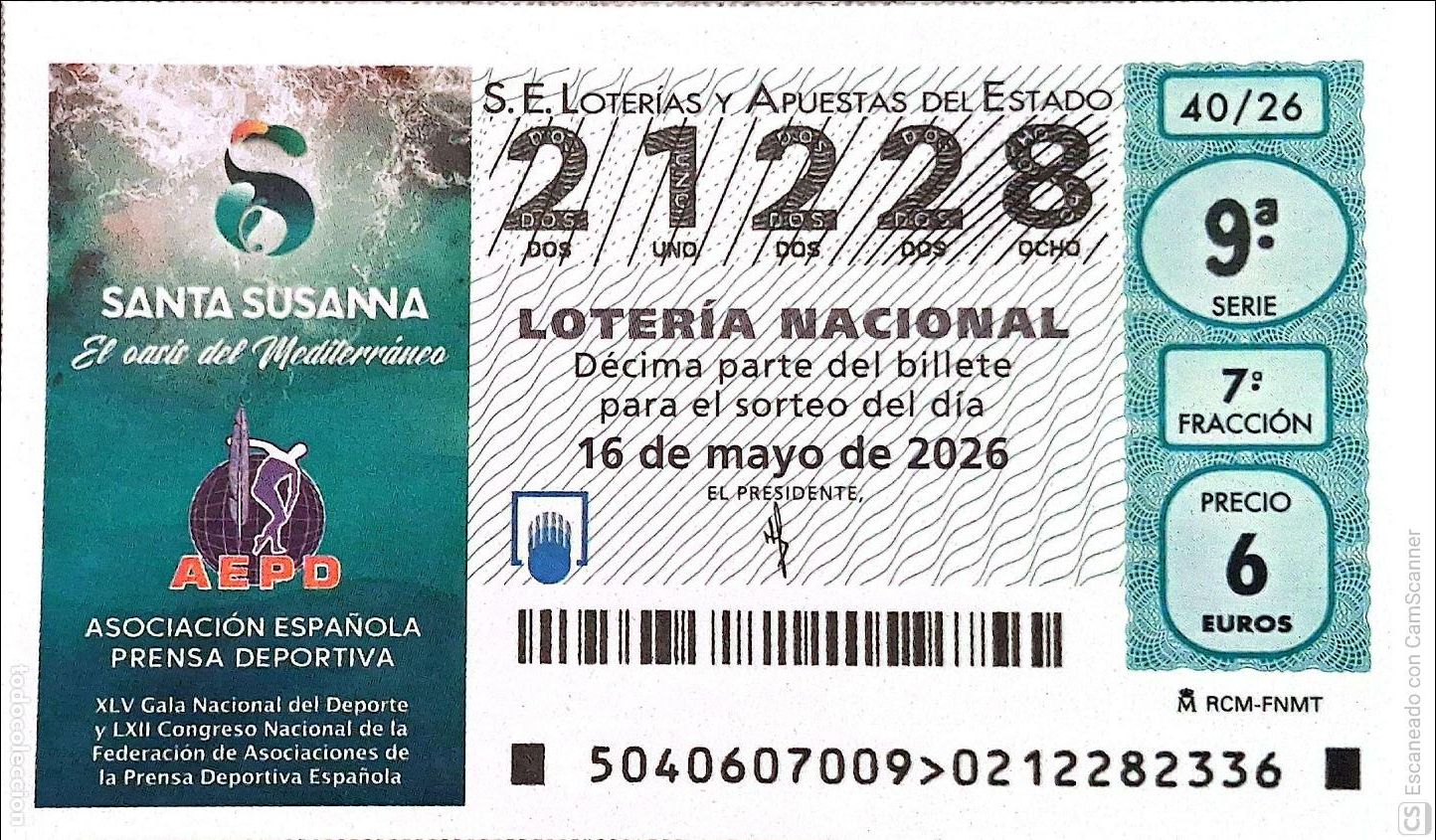 Loter&iacute;a Nacional: Espa&ntilde;a. Loter&iacute;a. 2026. Sorteo: 40 Santa Susana., El Oasis del Mediterr&aacute;neo - Asociaci&oacute;n Espa&ntilde;ola Pre