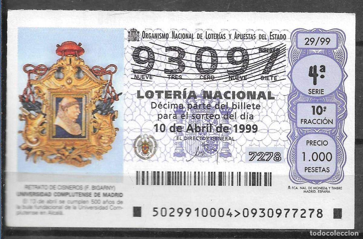 Lotteria Nationale Spagnola: LOTERIA NACIONAL,10/04/1999.