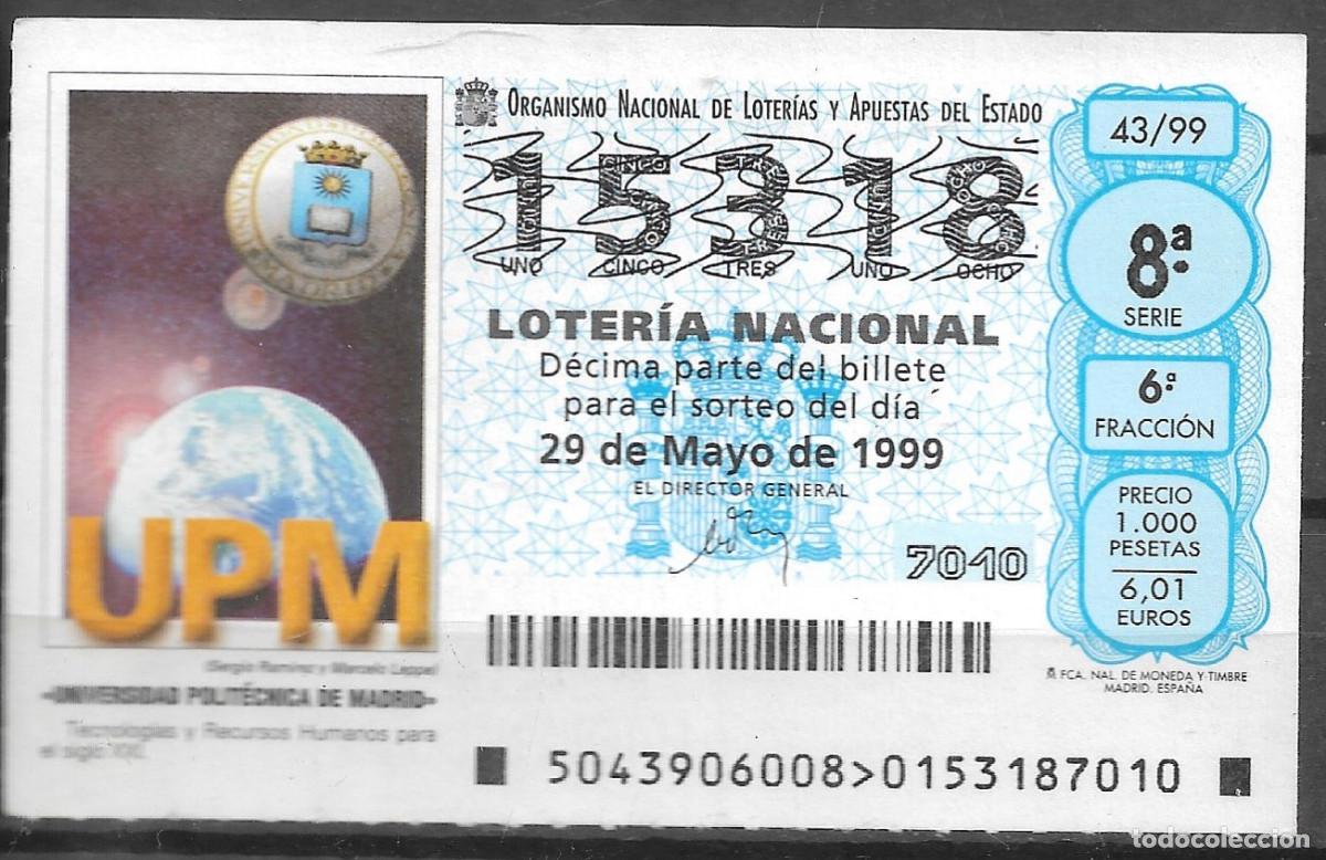 Lotteria Nationale Spagnola: LOTERIA NACIONAL,29/05/1999.