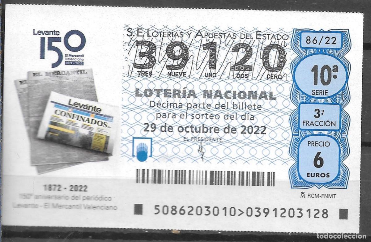Loter&iacute;a Nacional: LOTERIA NACIONAL,29/10/2022.