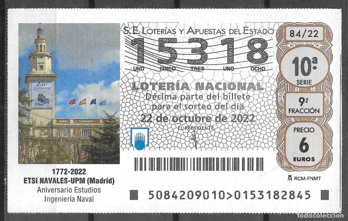 Loter&iacute;a Nacional: LOTERIA NACIONAL,22/10/2022.
