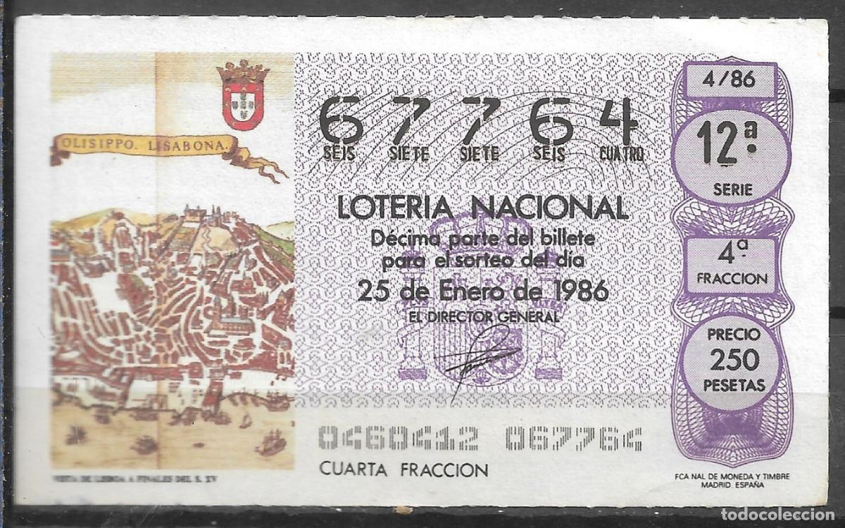 Loter&iacute;a Nacional: LOTERIA NACIONAL,25/01/1986.
