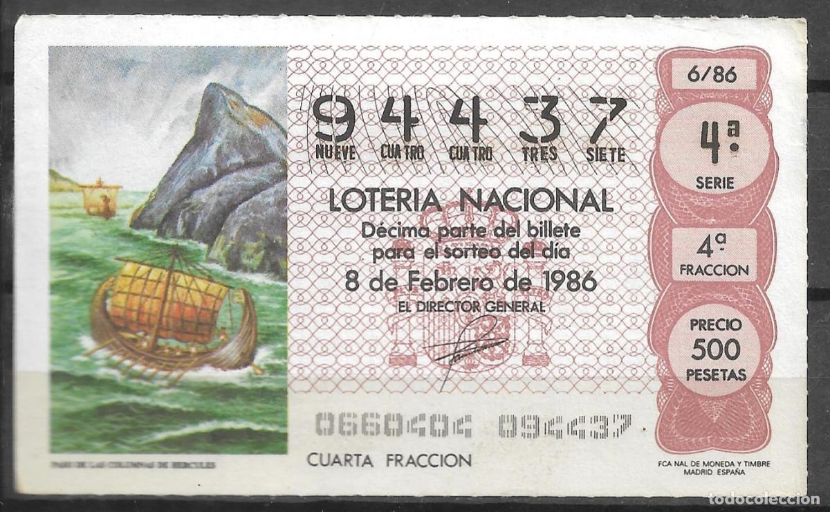 Loter&iacute;a Nacional: LOTERIA NACIONAL,08/02/1986.
