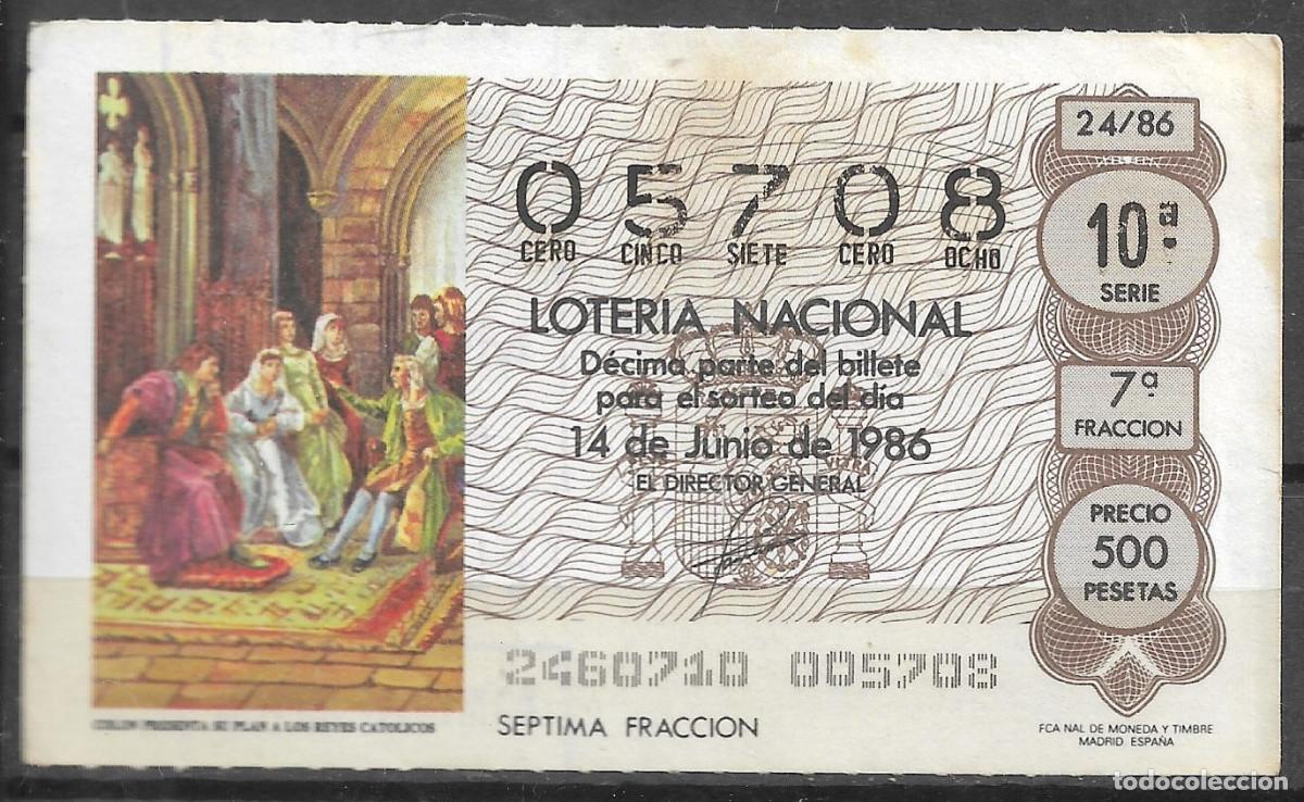 Loter&iacute;a Nacional: LOTERIA NACIONAL,14/06/1986.