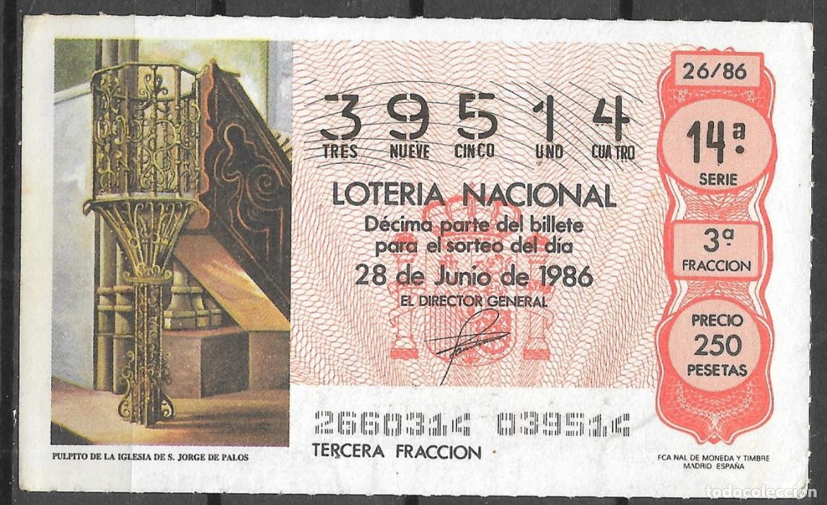 Loter&iacute;a Nacional: LOTERIA NACIONAL,28/06/1986.