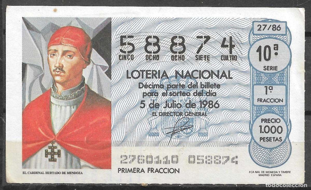 Loter&iacute;a Nacional: LOTERIA NACIONAL,05/07/1986.