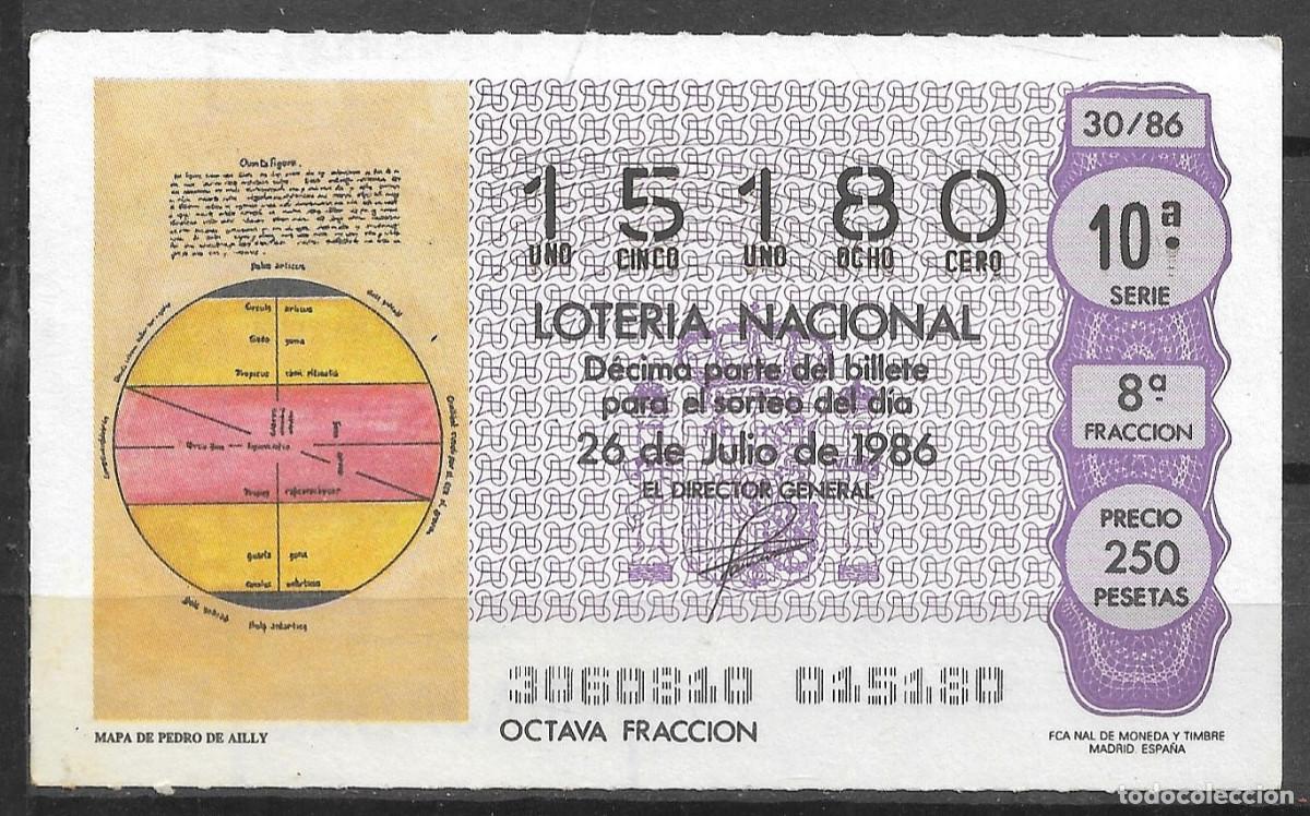Loter&iacute;a Nacional: LOTERIA NACIONAL,26/07/1986.