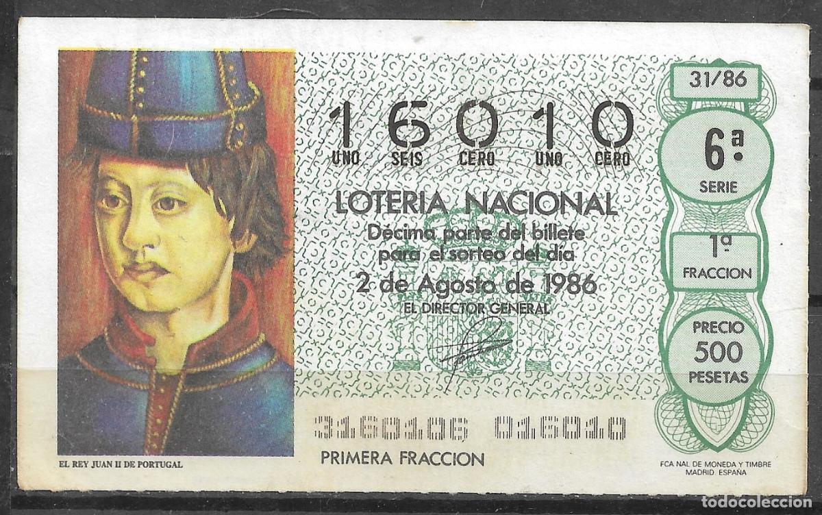 Loter&iacute;a Nacional: LOTERIA NACIONAL,02/08/1986.