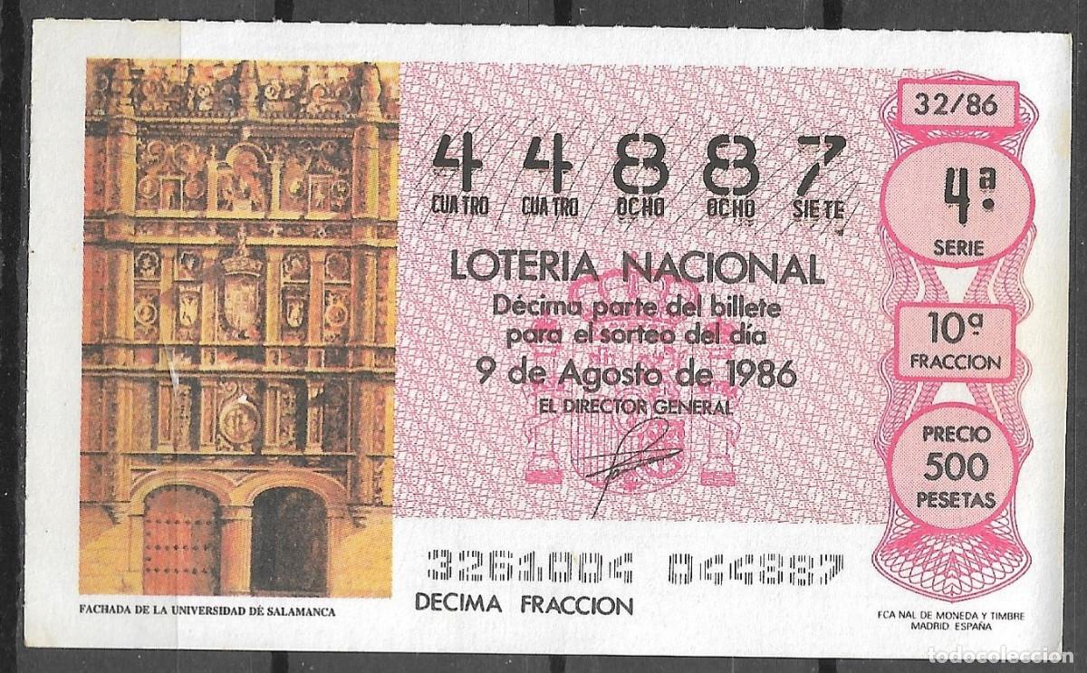 Loter&iacute;a Nacional: LOTERIA NACIONAL,09/08/1986.