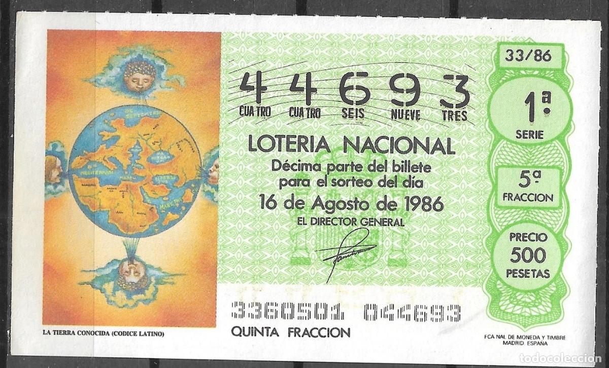 Loter&iacute;a Nacional: LOTERIA NACIONAL,16/08/1986.