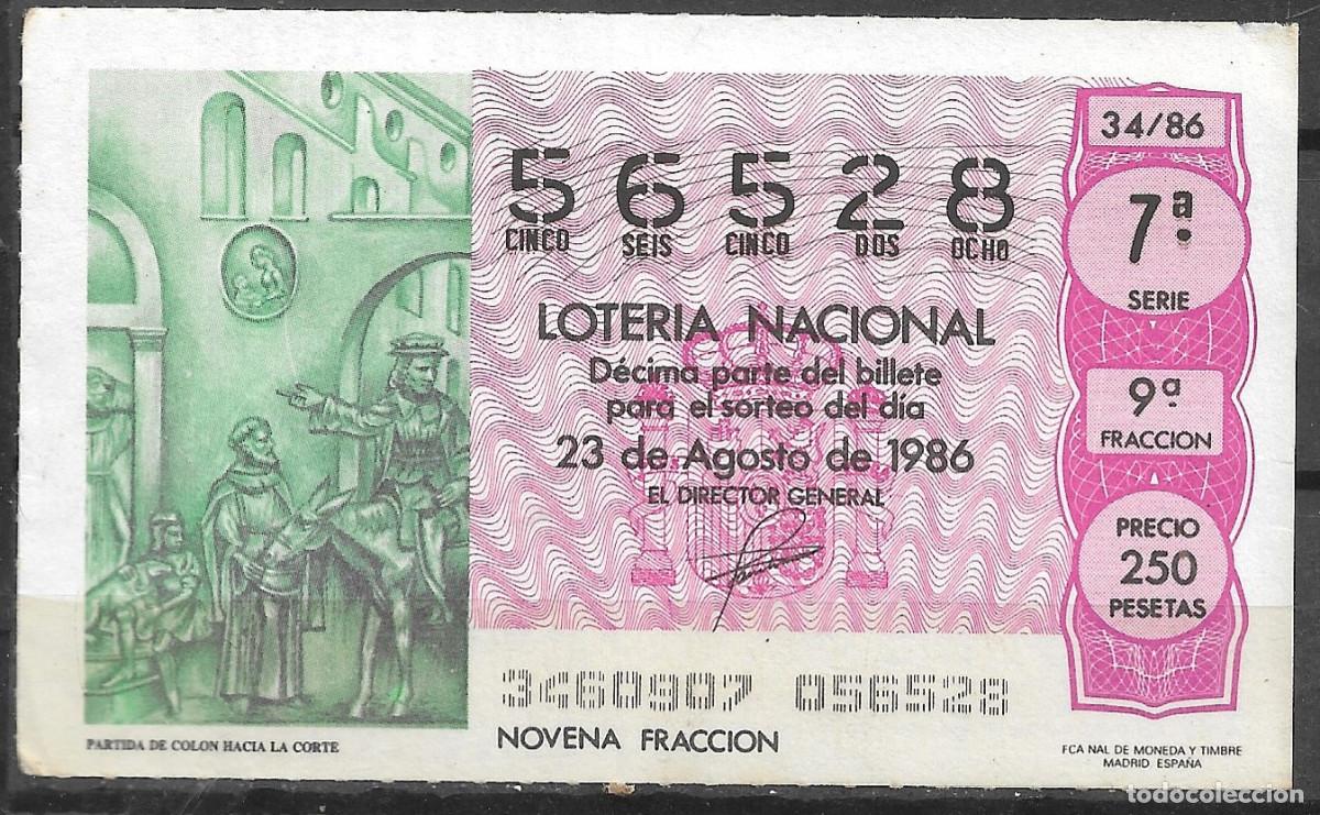 Loter&iacute;a Nacional: LOTERIA NACIONAL,23/08/1986.