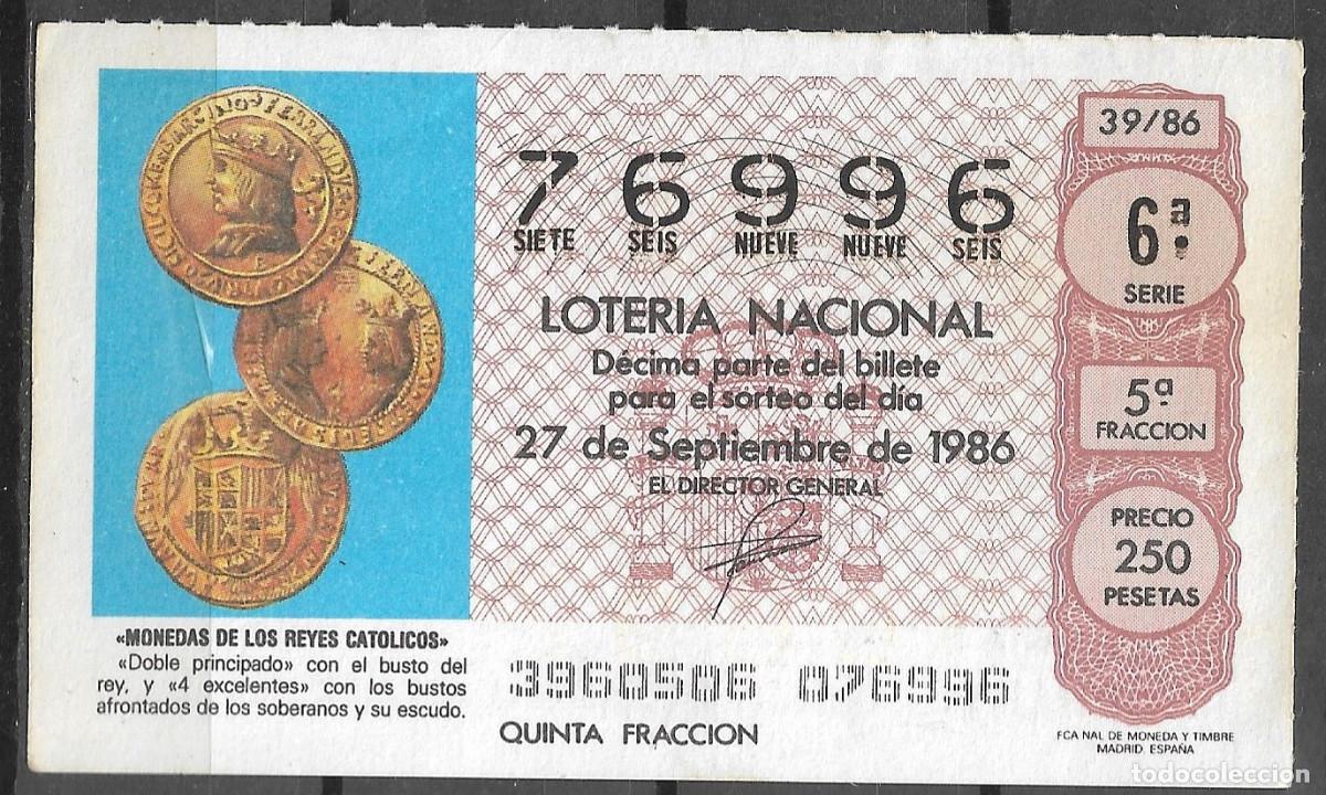 Loter&iacute;a Nacional: LOTERIA NACIONAL,27/09/1986.