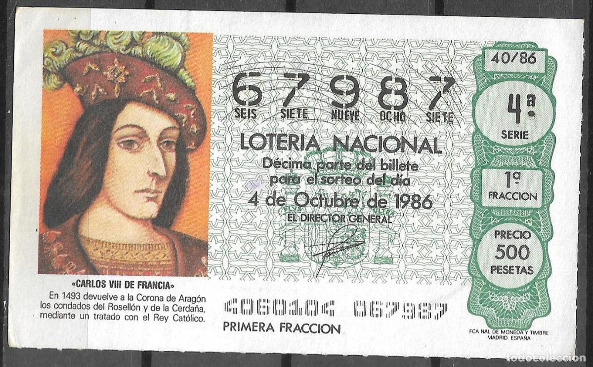 Loter&iacute;a Nacional: LOTERIA NACIONAL,04/10/1986.