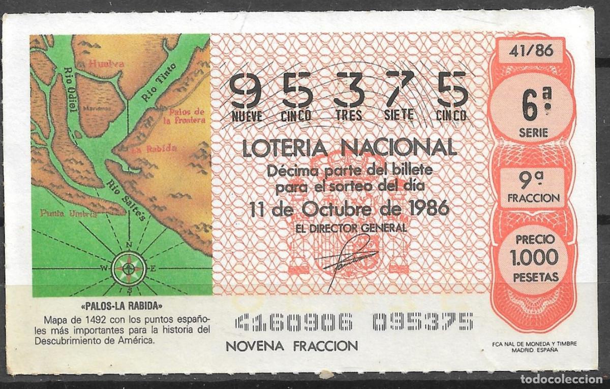 Loter&iacute;a Nacional: LOTERIA NACIONAL,11/10/1986.