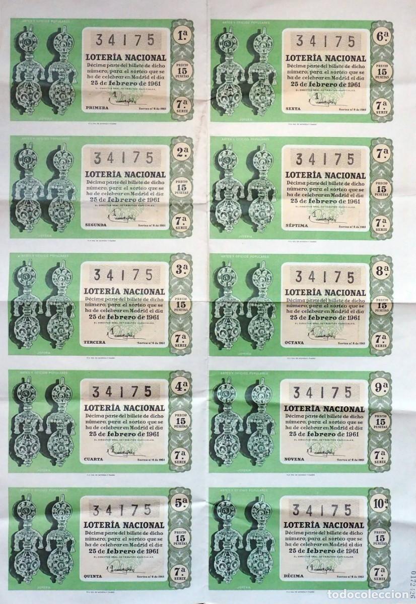 Loter&iacute;a Nacional: PLIEGO DE 10 D&Eacute;CIMOS DE LOTERIA NACIONAL. 25 DE FEBRERO DE 1961. ADM&Oacute;N: DO&Ntilde;A MANOLITA. MADRID