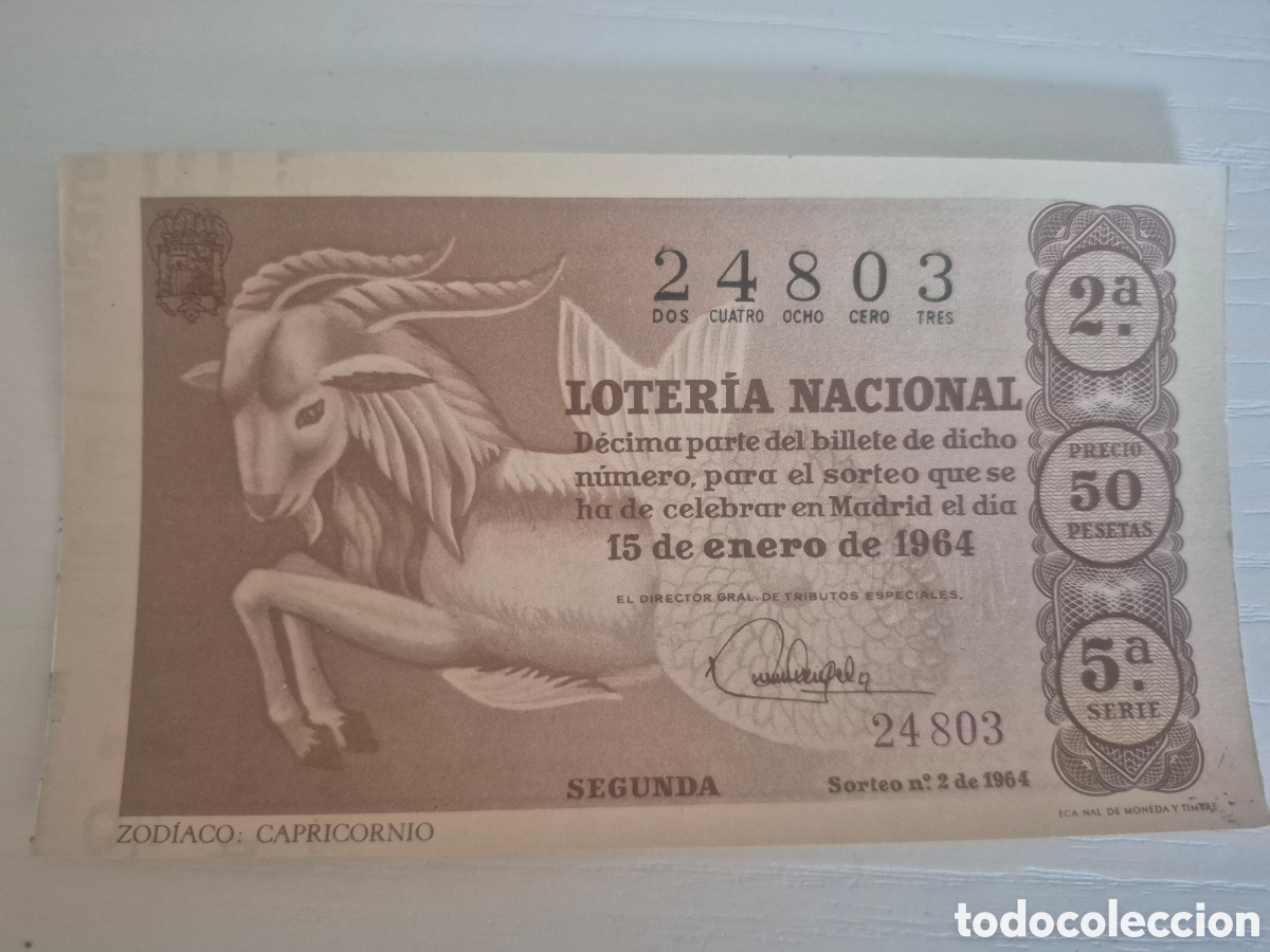 Lotaria Nacional: LOTERIA NACIONAL SORTEO 2 DE 1964 PERFECTO ESTADO