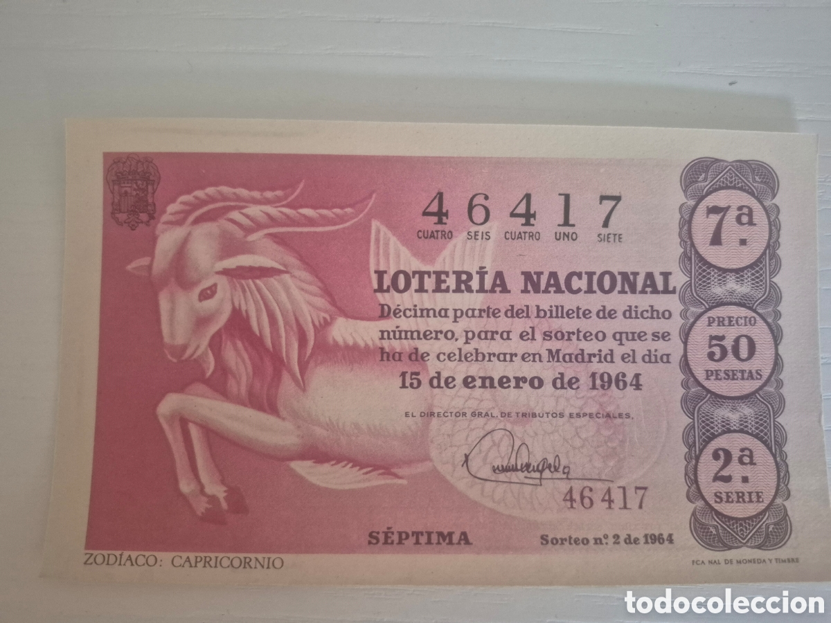 Lotaria Nacional: LOTERIA NACIONAL SORTEO 2 DE 1964 PERFECTO ESTADO