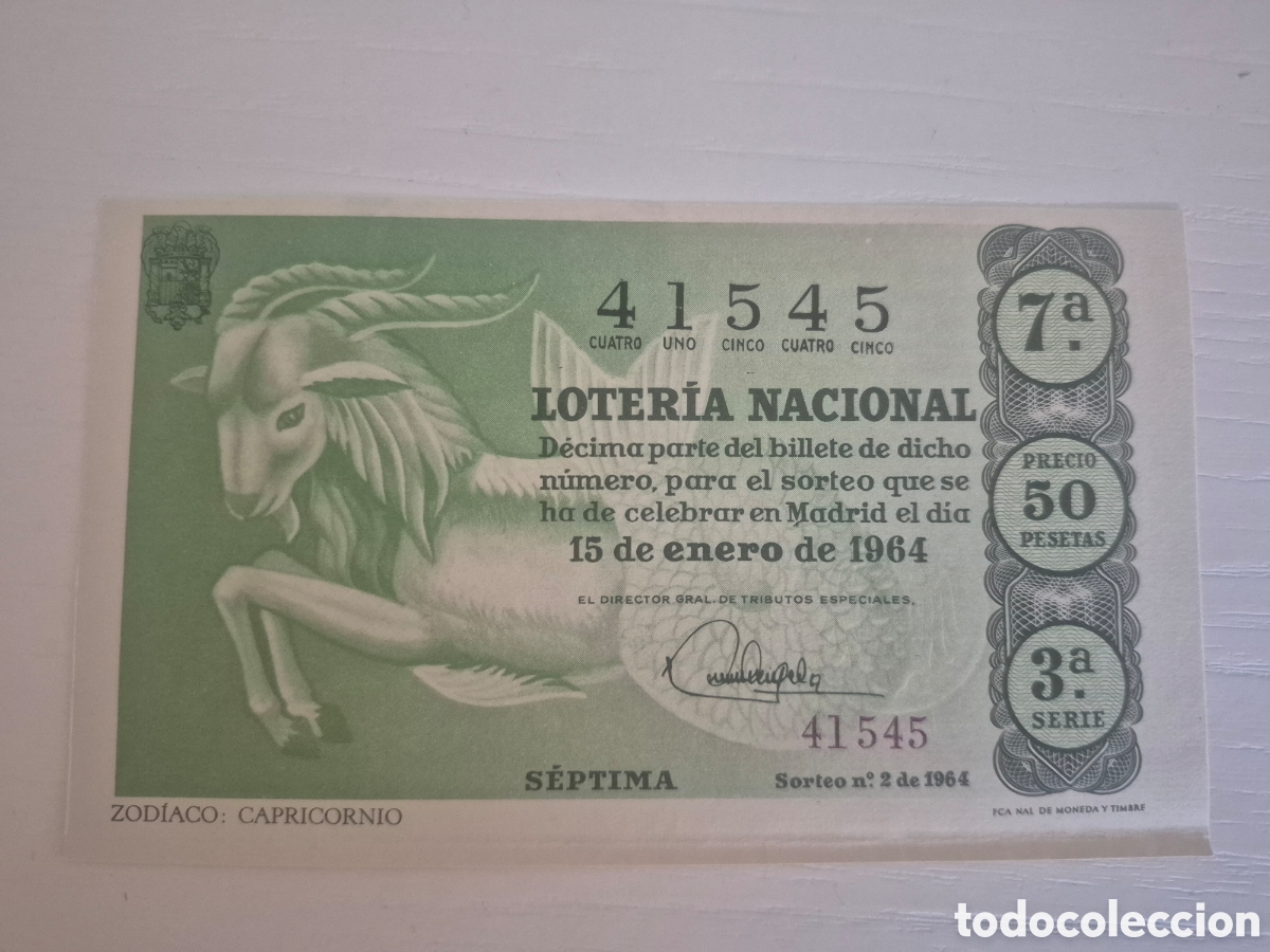 Lotaria Nacional: LOTERIA NACIONAL SORTEO 2 DE 1964 PERFECTO ESTADO
