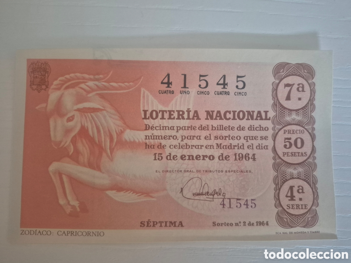 Lotaria Nacional: LOTERIA NACIONAL SORTEO 2 DE 1964 PERFECTO ESTADO