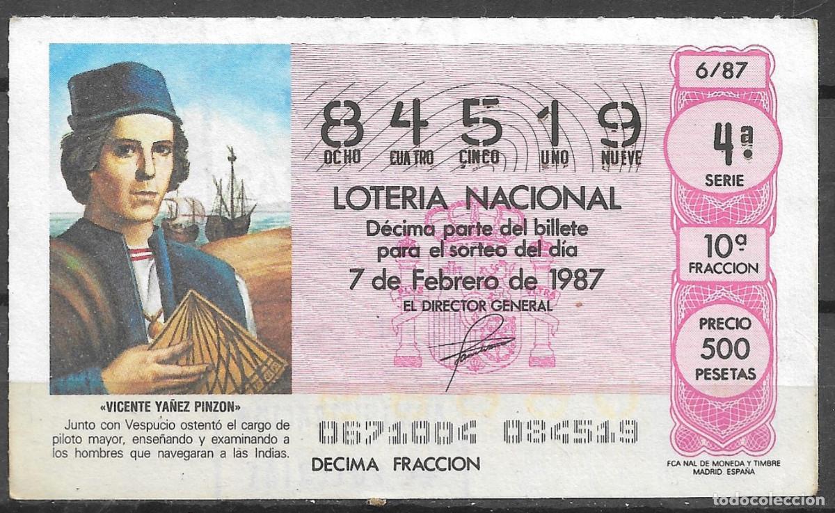 Loter&iacute;a Nacional: LOTERIA NACIONAL,07/02/1987.