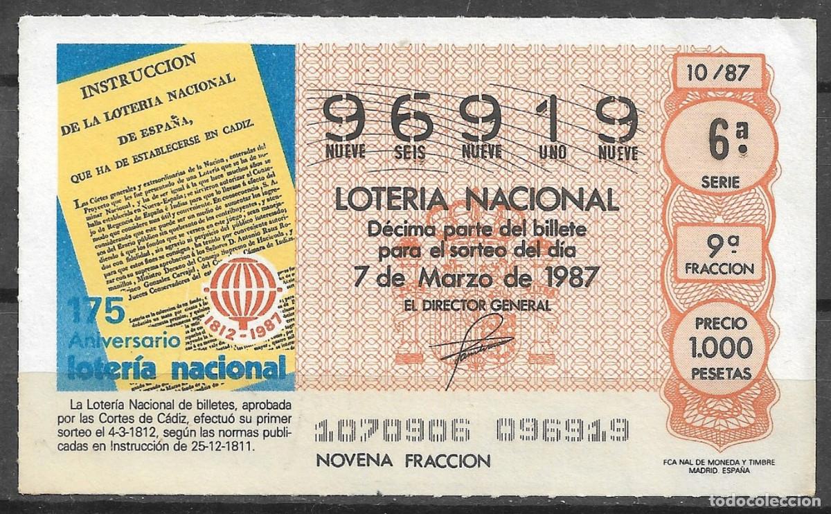 Loter&iacute;a Nacional: LOTERIA NACIONAL,07/03/1987.