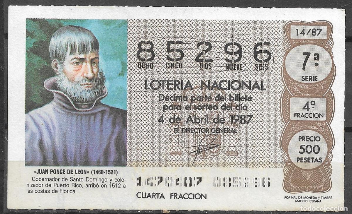 Loter&iacute;a Nacional: LOTERIA NACIONAL,04/04/1987.