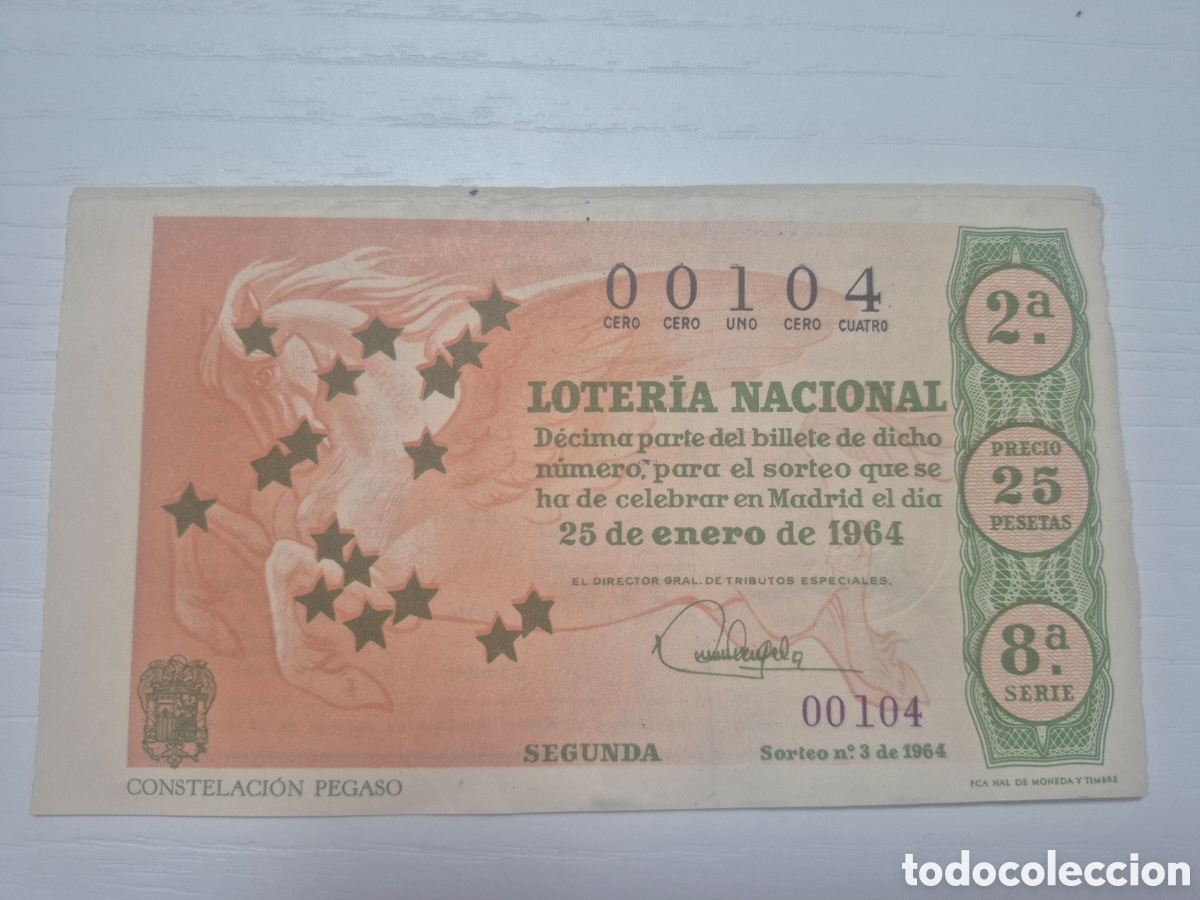 Loter&iacute;a Nacional: LOTERIA NACIONAL SORTEO 3 DE 1964 PERFECTO ESTADO SERIE 8