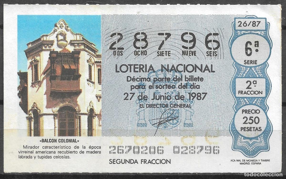 Loter&iacute;a Nacional: LOTERIA NACIONAL,27/06/1987.