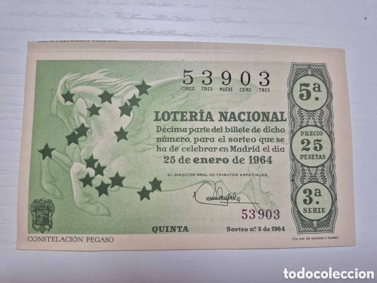 Loter&iacute;a Nacional: 3 DE 1964 PERFECTO ESTADO SERIE 3