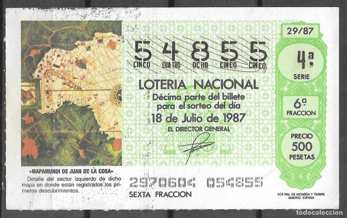 Loter&iacute;a Nacional: LOTERIA NACIONAL,18/07/1987.
