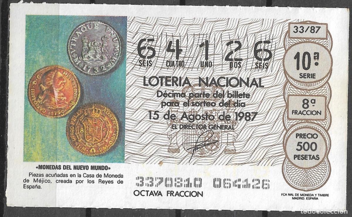 Loter&iacute;a Nacional: LOTERIA NACIONAL,15/08/1987.
