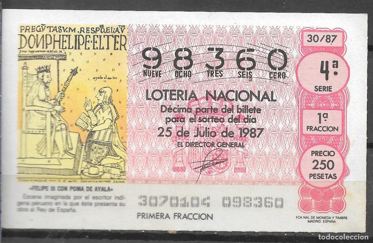 Nationale spanische Lotterie: LOTERIA NACIONAL,25/07/1987.