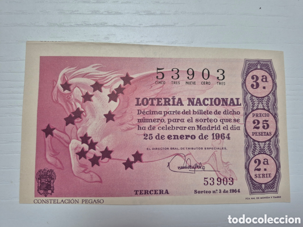Nationale spanische Lotterie: 3 DE 1964 PERFECTO ESTADO SERIE 2