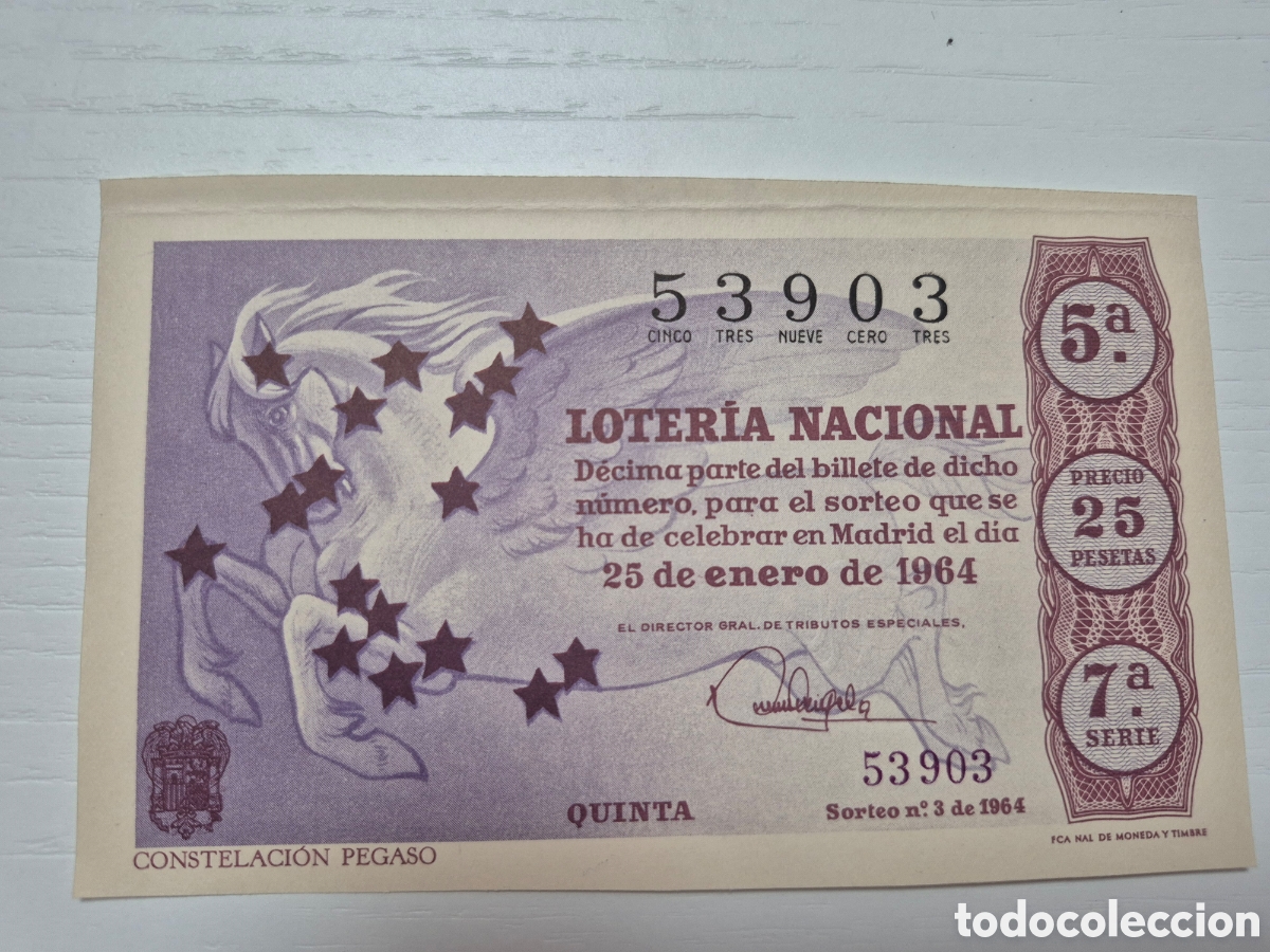 Nationale spanische Lotterie: 3 DE 1964 PERFECTO ESTADO SERIE 7