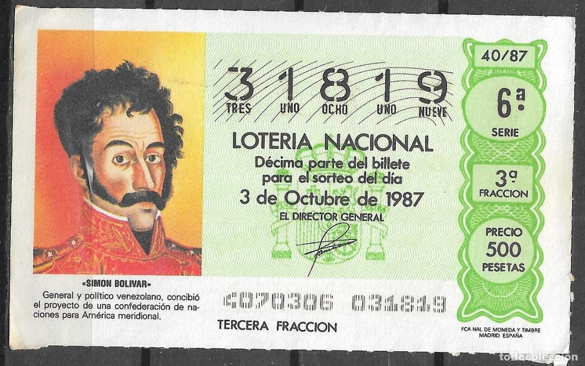 Nationale spanische Lotterie: LOTERIA NACIONAL,03/10/1987.