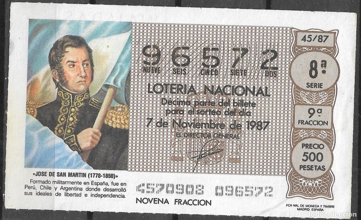 Nationale spanische Lotterie: LOTERIA NACIONAL,07/11/1987.