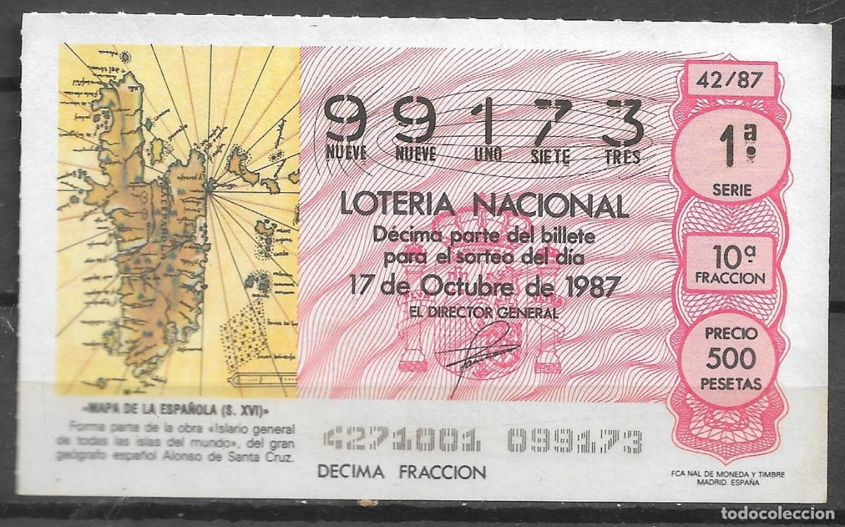 Nationale spanische Lotterie: LOTERIA NACIONAL,17/10/1987.