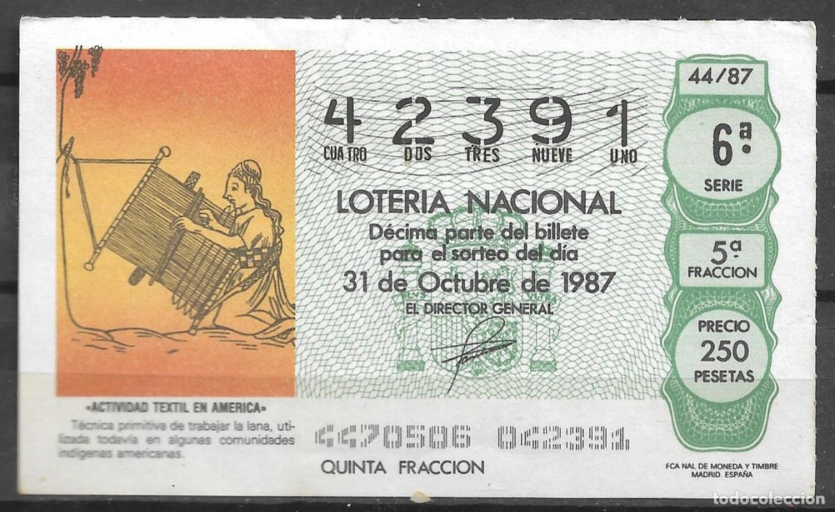 Nationale spanische Lotterie: LOTERIA NACIONAL,31/10/1987.