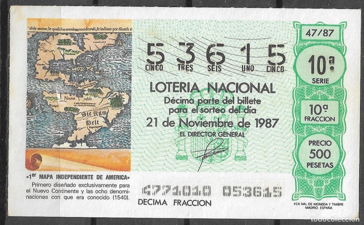 Nationale spanische Lotterie: LOTERIA NACIONAL,21/11/1987.