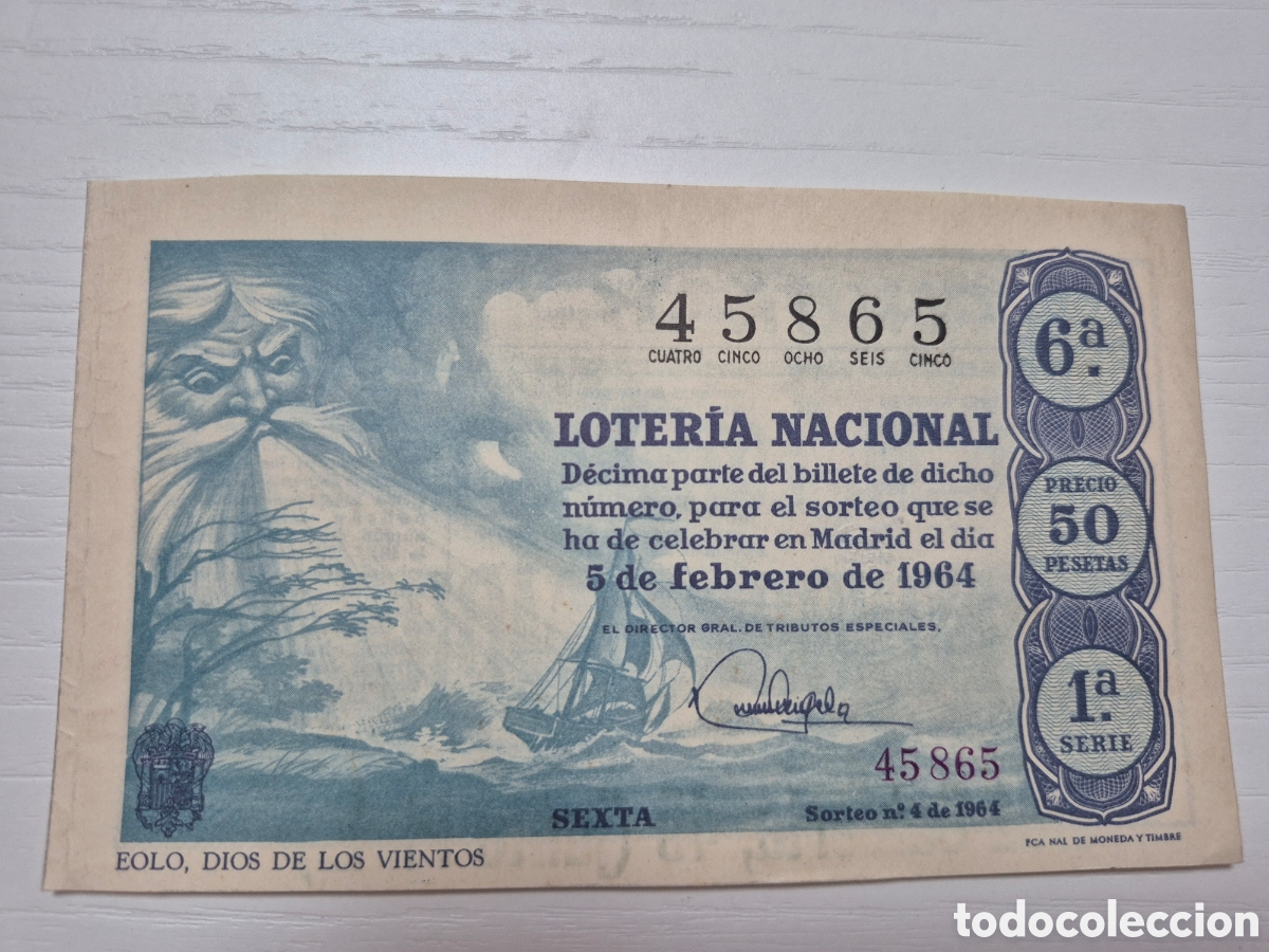 Nationale spanische Lotterie: LOTERIA NACIONAL SORTEO 4 DE 1964 PERFECTO ESTADO SERIE 1