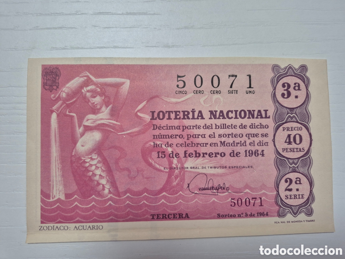 Loter&iacute;a Nacional: LOTERIA NACIONAL SORTEO 5 DE 1964 PERFECTO ESTADO SERIE 2
